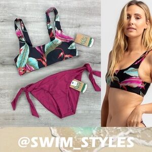 ☀️VOLCOM☀️ FRONDS 4EVER CROP SIMPLY SEAM TIE SIDE BIKINI SET